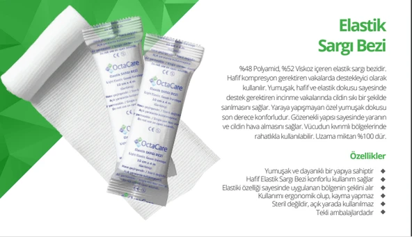 OctaCare Elastik Sargı Bezi 15 cm x 2 m	25 Adet ürün görseli 1