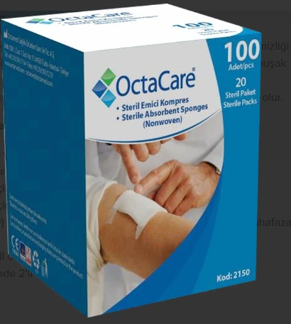 OctaCare Steril Emici Kompres (Non-Wowen) 7,5cm x 7,5cm 100 Adet ürün görseli 1