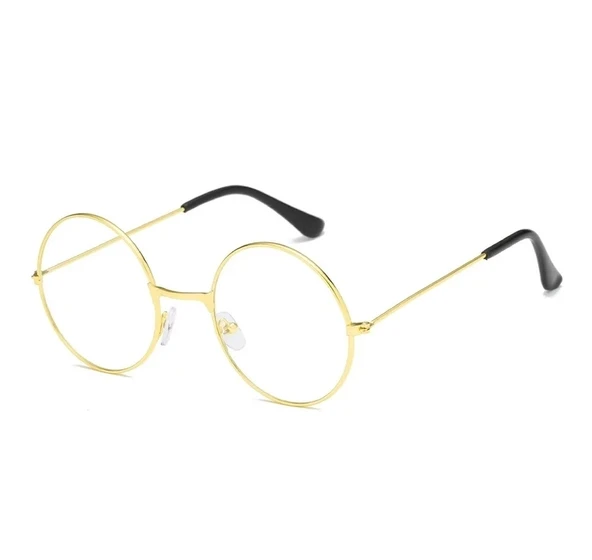Yuvarlak Cam John Lennon Tarzı Hippi İmaj Gold Çerçeveli Şeffaf Gözlük ürün görseli 1