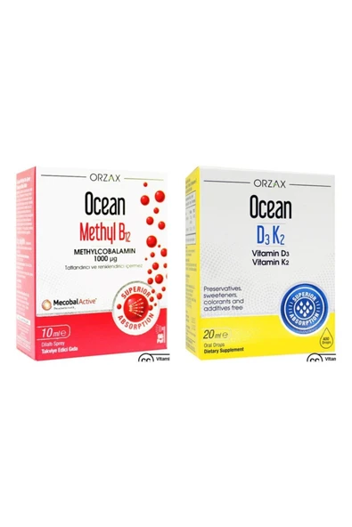 Ocean Methyl B12 1000µg Sprey 10 Ml Ve Ocean D3 K2 Damla 20 ml ürün görseli 1
