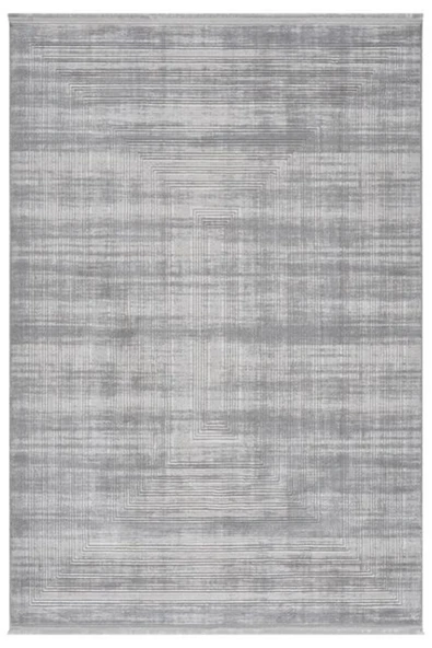 Turkrugs Edge Serisi Geometrik Çizgi Desenli Gri Akrilik Modern Salon Halısı ürün görseli 1