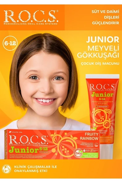 Rocs Junior Meyveli Gökkuşağı Diş Macunu 6-12 Yaş 60 ml ürün görseli 1
