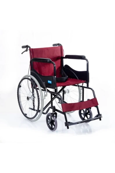 Dm809 Bordo Kumaş Standart Transfer Refakatçı Frenli Tekerlekli Sandalye ürün görseli 1