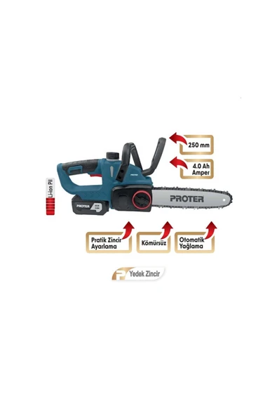 PROTER PST 125 ST ŞARJLI ZİNCİRLİ DAL KESME ürün görseli 1