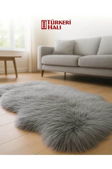 Turkrugs Doğuş Gri Peluş Halı Ekstra Yumuşak Dokulu Kaymaz Tabanlı Antialerjenik Makine Dokuması Modern Halı ürün görseli 1