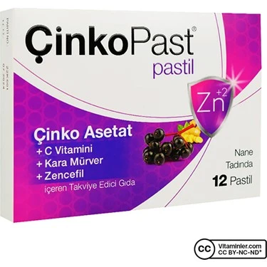 Çinkopast Nane Zencefil Kara Mürver Pastil 12'li ürün görseli 1