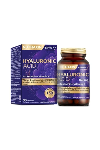 Beauty Hyaluronic Acid 30 Tablet Hyaluronik Asit, Vitamin C, Astaksantin İçeren Takviye Edici Gıda ürün görseli 1