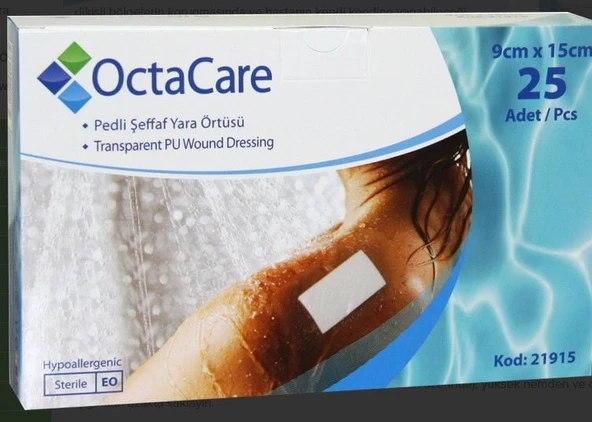 Su Geçirmez Şeffaf Pu Film Yara Örtüsü (Sezeryan Bandı) Octamed 5 ADET 9CMX15CM ürün görseli 1