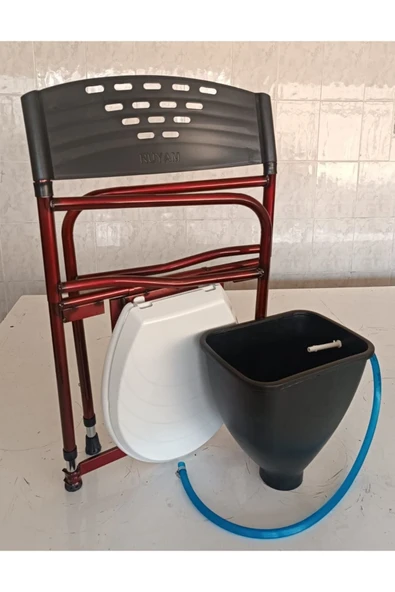 Taharet Musluklu Engelli Yaşlı Hasta Tuvalet Sandalyesi Seyyar Katlanır Klozetli Wc Tuvalet Yükselti ürün görseli 1
