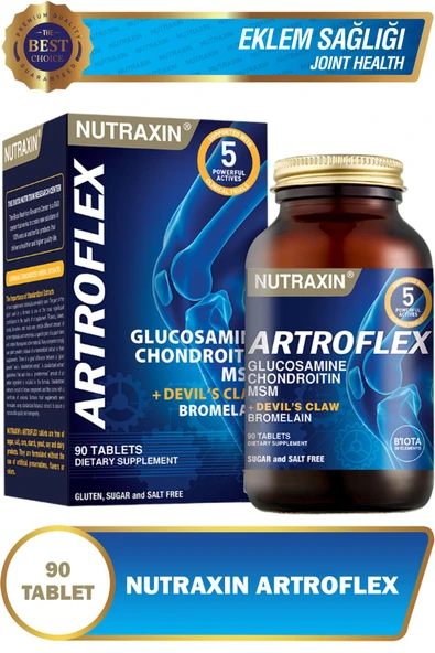 Nutraxin Artroflex 90 Adet Tablet - (Glukozamin-MSM-Kondroitin-Bromelain-Şeytan Pençesi) ürün görseli 1