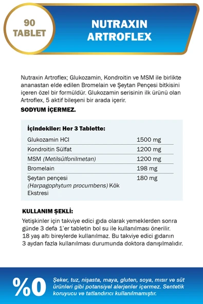Nutraxin Artroflex  Glucosamine Msm 90 Tablet - Resim 2