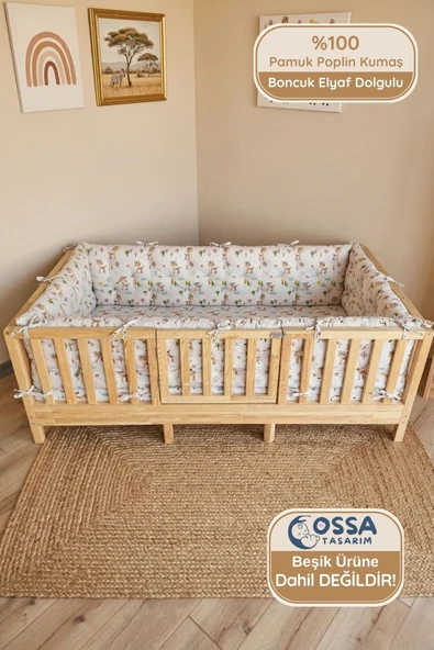 Montessori ve Beşik İçin 4 Kenar Koruma Seti Ceylan Desen Pamuk Poplin Kumaş ürün görseli 1