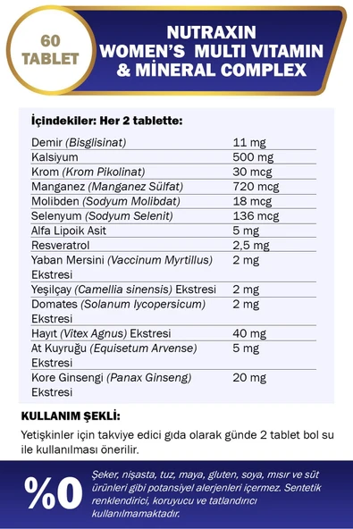Women's Multi Vitamin Complex 60 Tablet 2 Adet - Resim 4