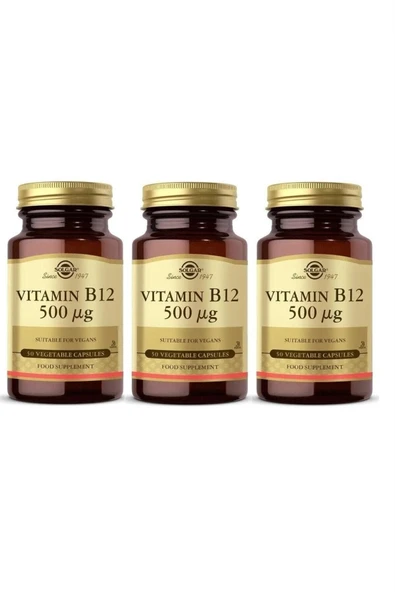 Solgar Vitamin B12 500 mcg 50 Kapsül 3 Adet ürün görseli 1