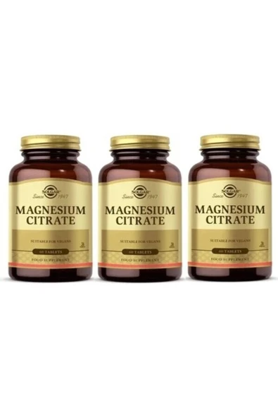 Solgar Magnesium Citrate 60 Tablet 3 ' LÜ ( Magnezyum Sitrat ) ürün görseli 1