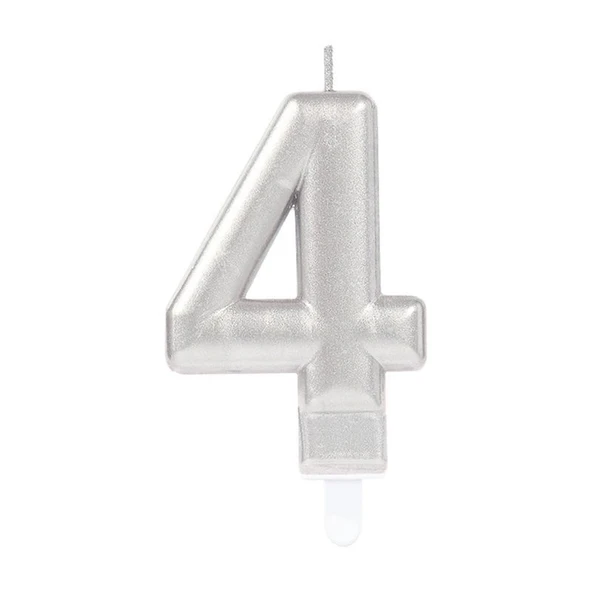 4 Rakam Mum Gümüş Renk ürün görseli 1