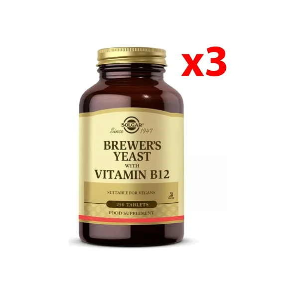 Solgar Brewers Yeast With Vitamin B 12 250 Tablet 3 Adet ürün görseli 1