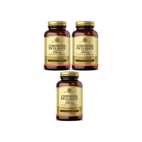 Solgar Chromium Picolinate 200mcg 90 Kapsül 3 Adet ürün görseli 1