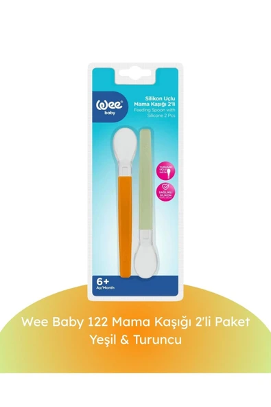 Wee Baby 122 Mama Kaşığı 2'li - Yeşil & Turuncu ürün görseli 1