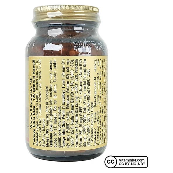 Solgar Vitamin B Complex 100 Kapsül - Resim 2