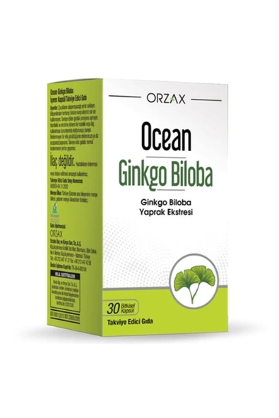 Ocean Ginkgo Biloba Takviye Edici Gıda 30 Bitkisel Kapsül ürün görseli 1