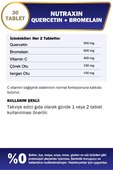 Quercetin+Bromelain 30 Tablet - Resim 2