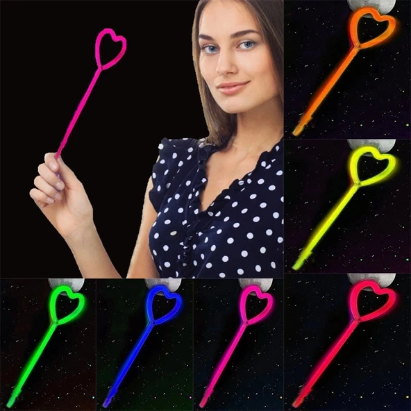 Karanlıkta Yanan Glow  Partisi Kalp Şekilli Asa Sopa 6 Renk 6 Adet ürün görseli 1