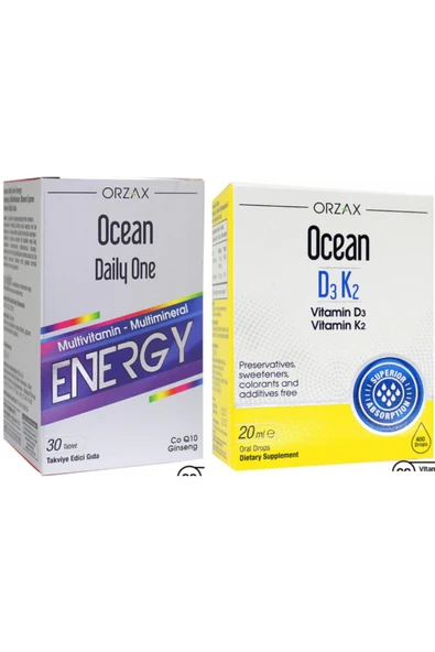 Ocean Vitamin D3k2 Damla 20 Ml + Daily One Energy 30 Tablet ürün görseli 1