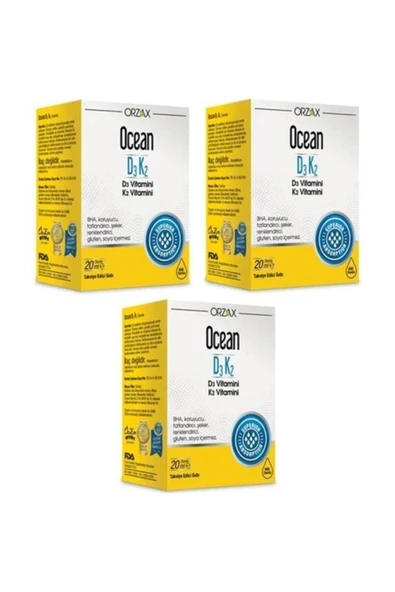 Ocean Vitamin D3k2 Damla 20 Ml 3'lü Paket (miad 04/2022) ürün görseli 1