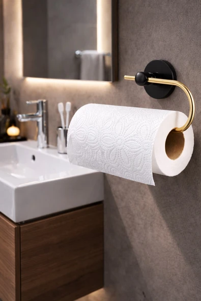 Yapışkanlı Gold Solo Havluluk Duvar Tipi Delme Gerektirmez Banyo Havlu Askılığı S-110 ürün görseli 1