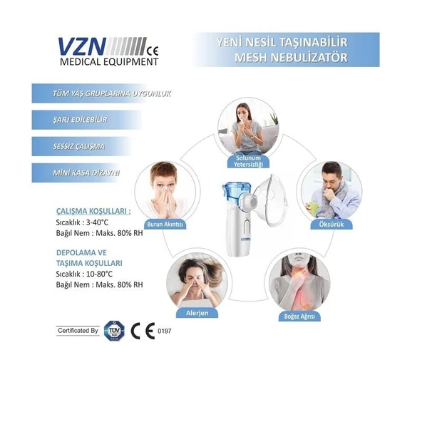 VZN Yeni Nesil Taşınabilir Mesh Nebülizatör ürün görseli 1