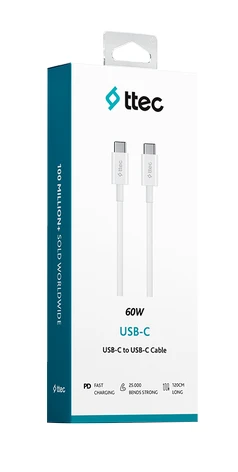 Ttec 2DK36B 1.2 m Type-C to Type-C Hızlı Şarj Kablosu 60W ürün görseli 1