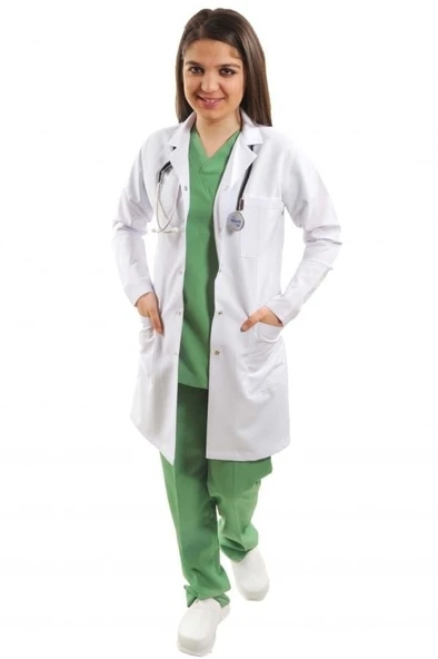 Bayan Doktor Klasik Yaka Vizit Önlüğü Alpaka Kumaş ürün görseli 1