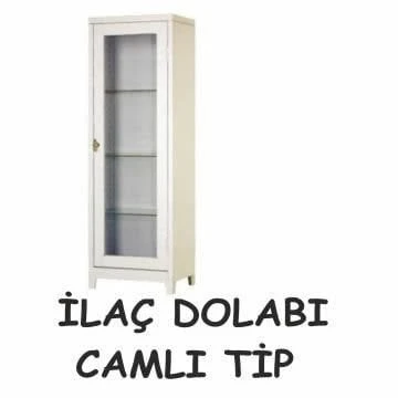 İlaç ve Malzeme Dolabı Camlı Kilitlenebilir Kapak ürün görseli 1