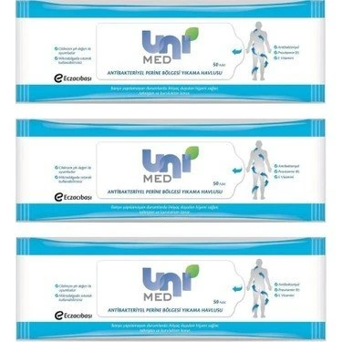 Unimed Antibakteriyel Perine Bölgesi Yıkama Havlusu 50 Li 3 Paket ürün görseli 1