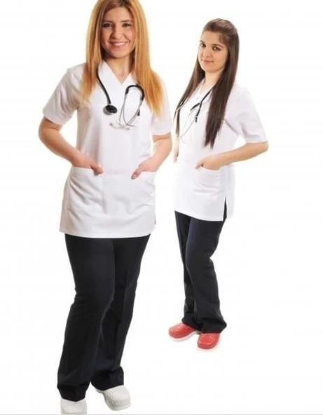 Dr Greys Modeli Üst Beyaz Alt Lacivert Takım Alpaka Kumaş SMALL ürün görseli 1