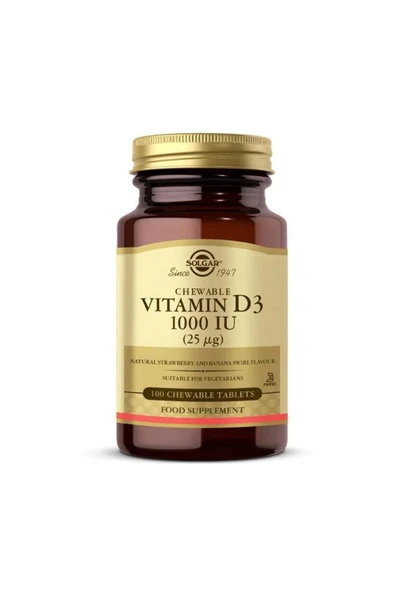 Solgar Vitamin D3 Cheaweble 1000 IU 100 Tablet ürün görseli 1