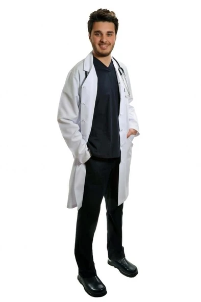 Erkek Doktor Klasik Yaka Vizit Önlüğü Alpaka Kumaş ürün görseli 1