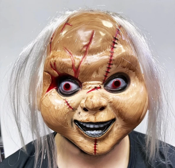 Beyaz Saçlı Çaki Maskesi Chucky Maskesi Yetişkin Çocuk Uyumlu ürün görseli 1
