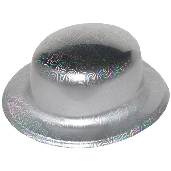 Gümüş Renk Hologramlı Plastik Yuvarlak Melon 27x24 Cm ürün görseli 1