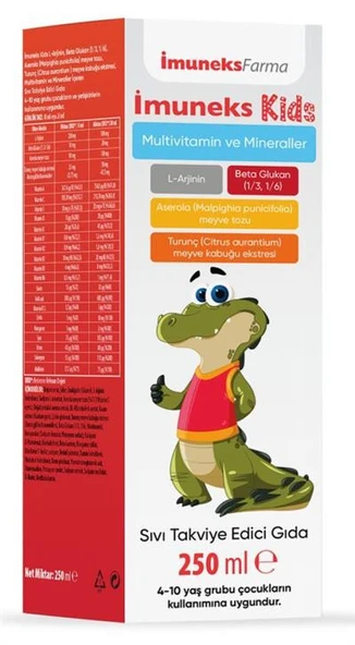 Imuneks Kids Multivitamin ve Mineraller Takviye Edici Gıda 250 ml ürün görseli 1