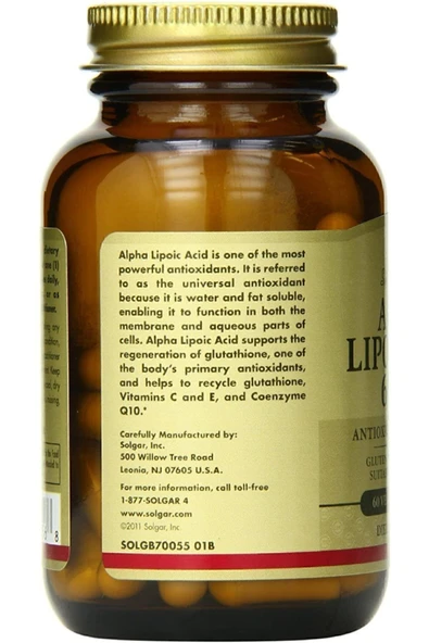 Solgar Alpha Lipo Acid 60 Mg 60 Kapsül - Resim 4