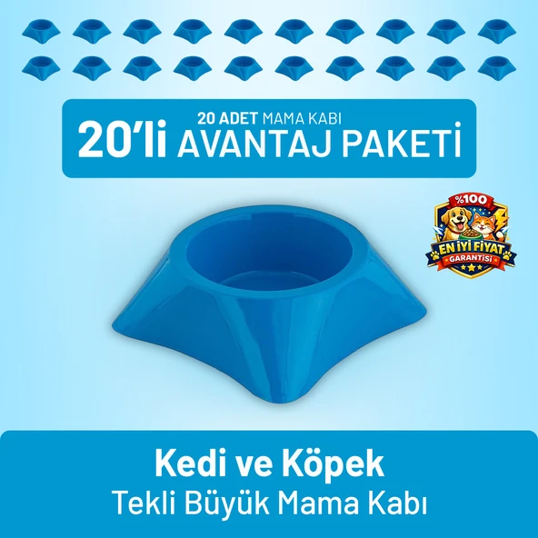 Kedi ve Köpek Tekli Büyük Mama Kabı - 20 Adet ürün görseli 1