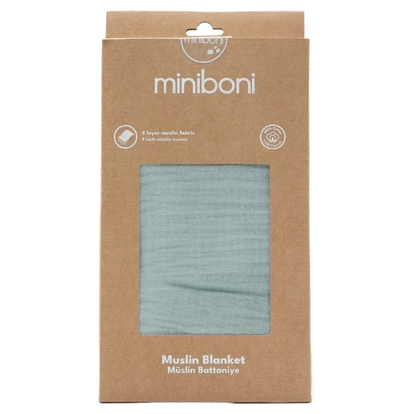 Miniboni Müslin Battaniye - Mint - Resim 3
