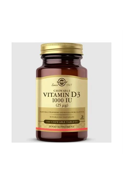 Solgar Vitamin D3 Cheaweble 1000 Iu 100 Tablet ürün görseli 1