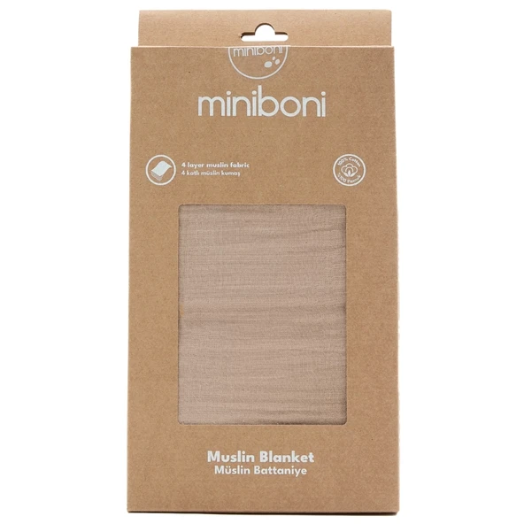 Miniboni Müslin Battaniye - Beige - Resim 3