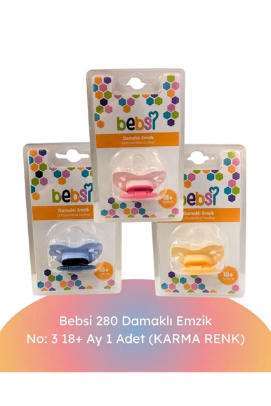 Bebsi 280 Damaklı Emzik No: 3 18+ Ay 1 Adet (KARMA RENK) ürün görseli 1