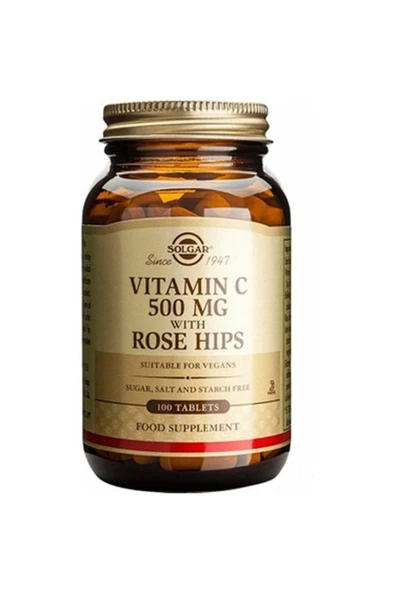 Solgar Vitamin C With Rose Hips 500 Mg 100 Tablet ürün görseli 1