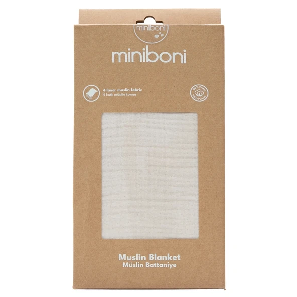 Miniboni Müslin Battaniye - Ekru - Resim 3