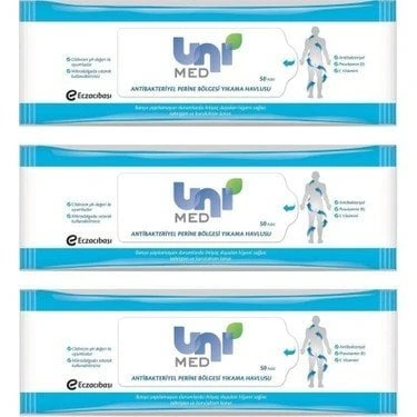 Unimed Antibakteriyel Perine Bölgesi Yıkama Havlusu 50 Li 3 Paket ürün görseli 1